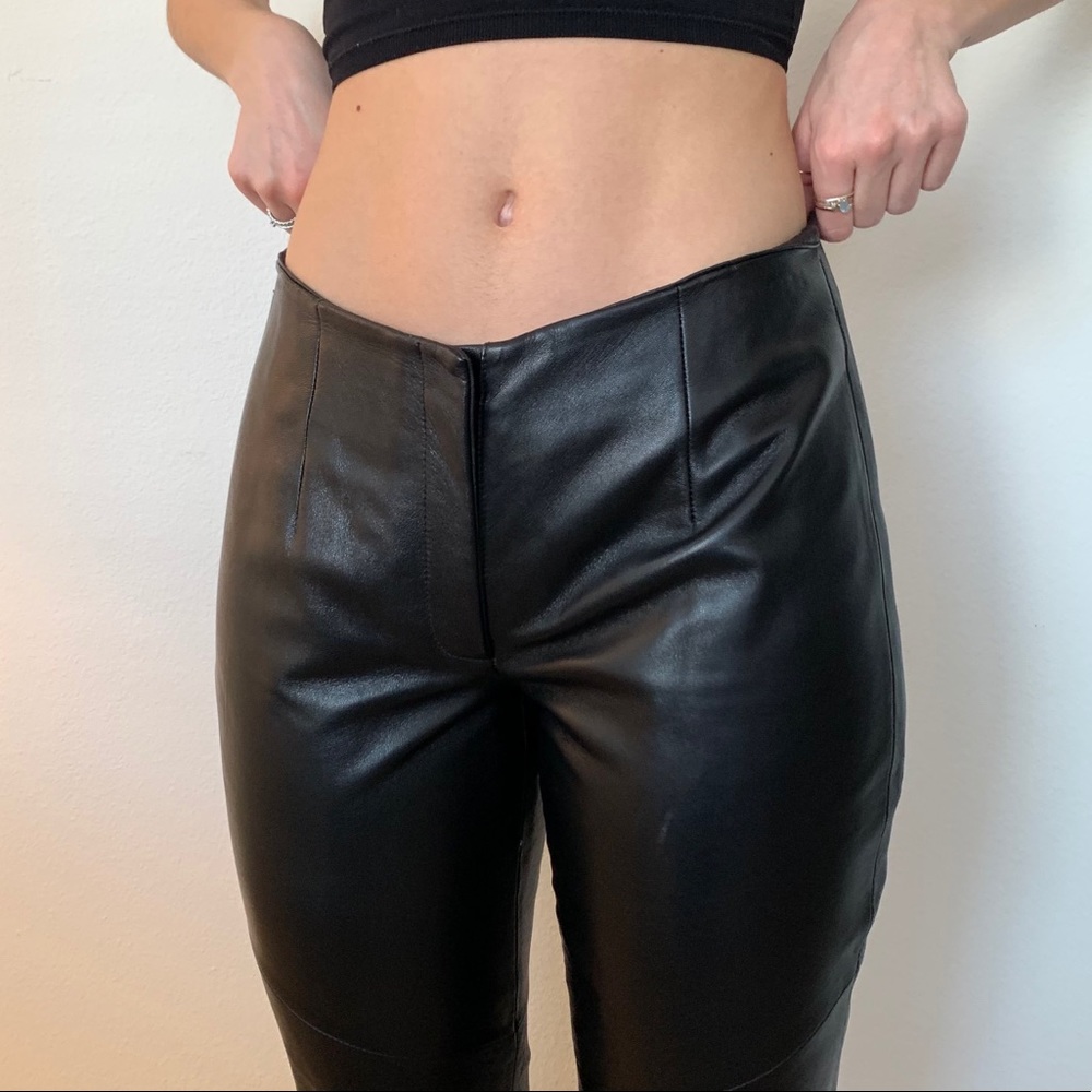 Genuine Leather Low-rise Pants